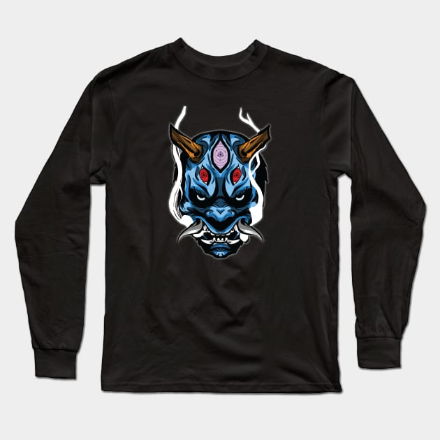 Oni Mask 2 Long Sleeve T-Shirt by ReimagedDesign